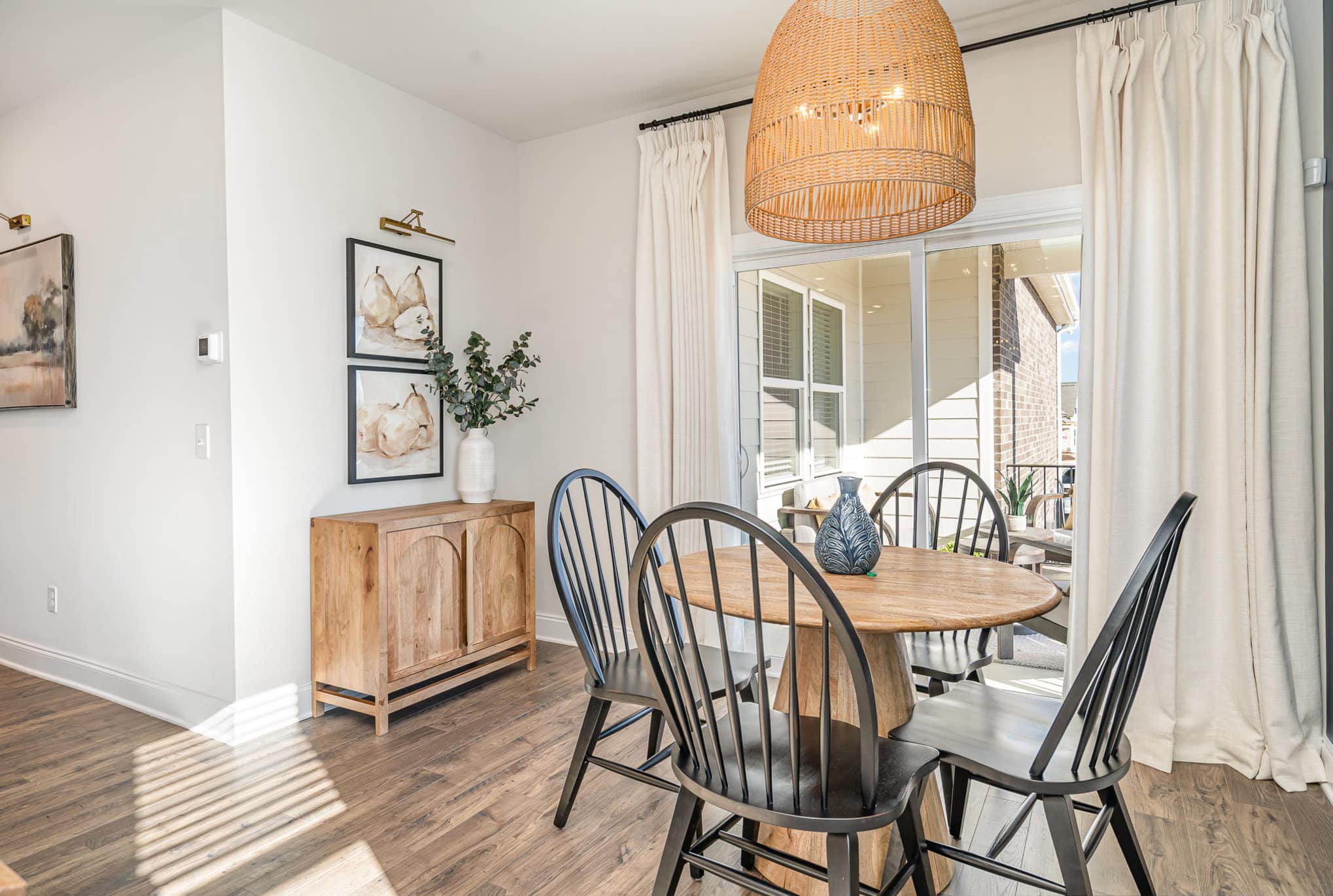 A dining area in a home built by Patterson Company