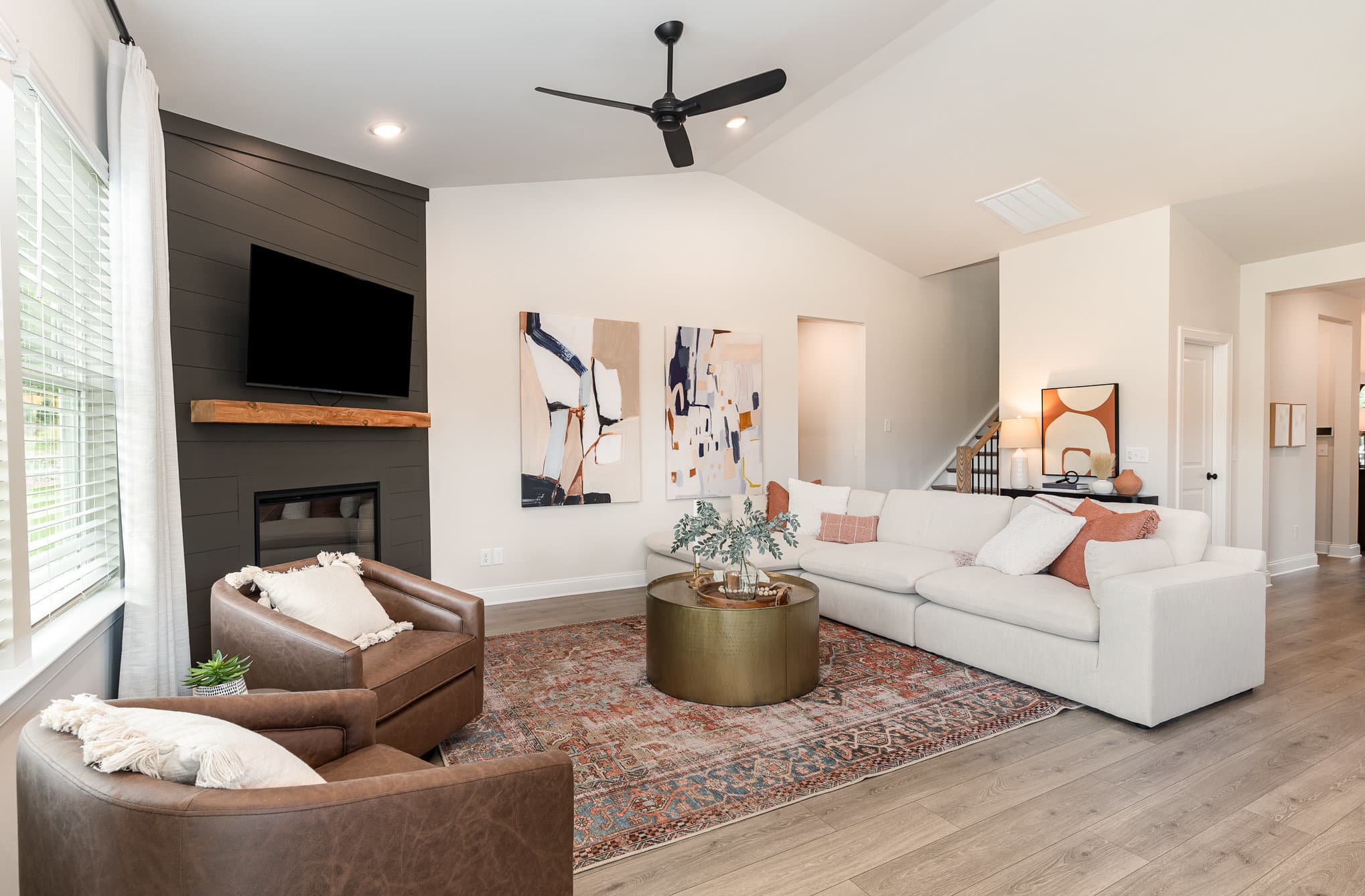 A tv area in a home built by patterson company