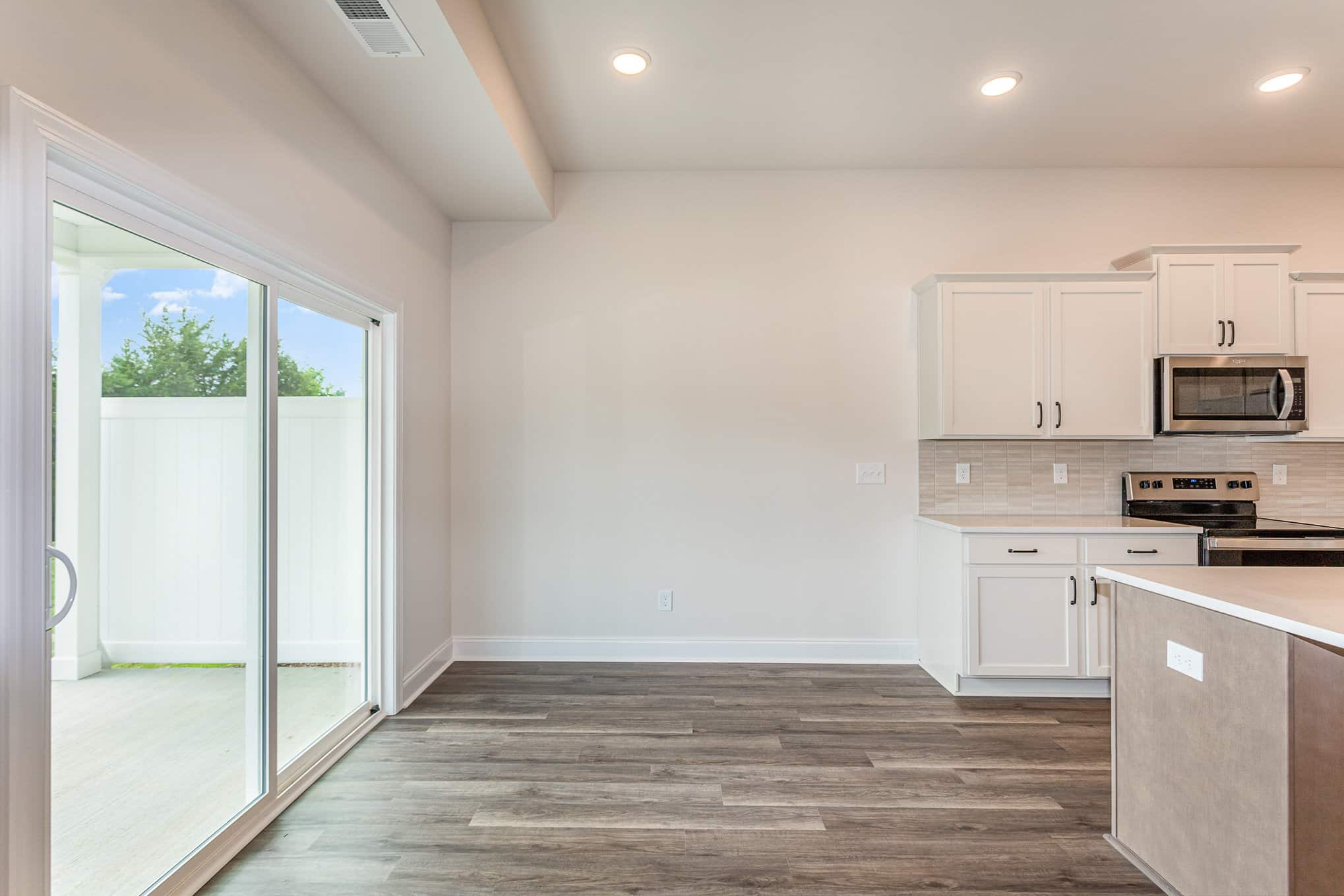 A patio area in a home built by patterson company
