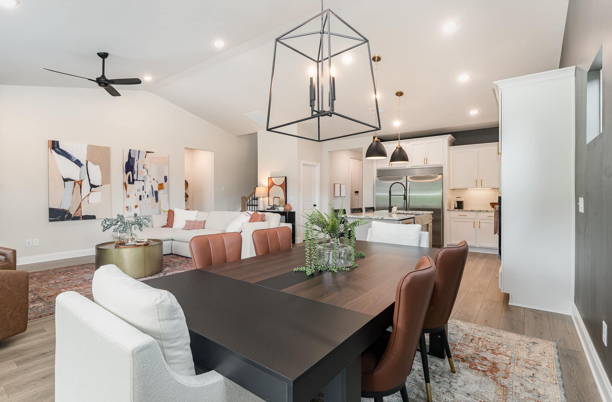A dining table in a home built by patterson company