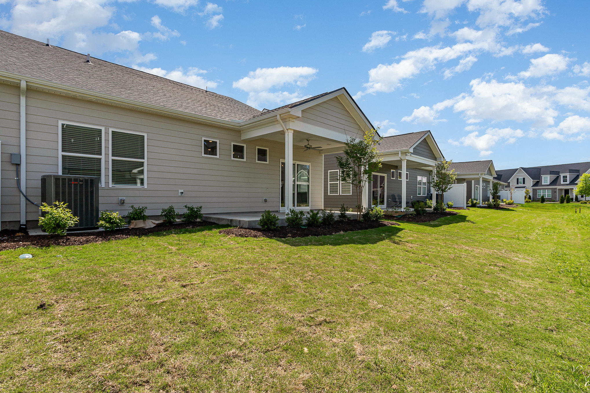 A backyard area for a home built by patterson company