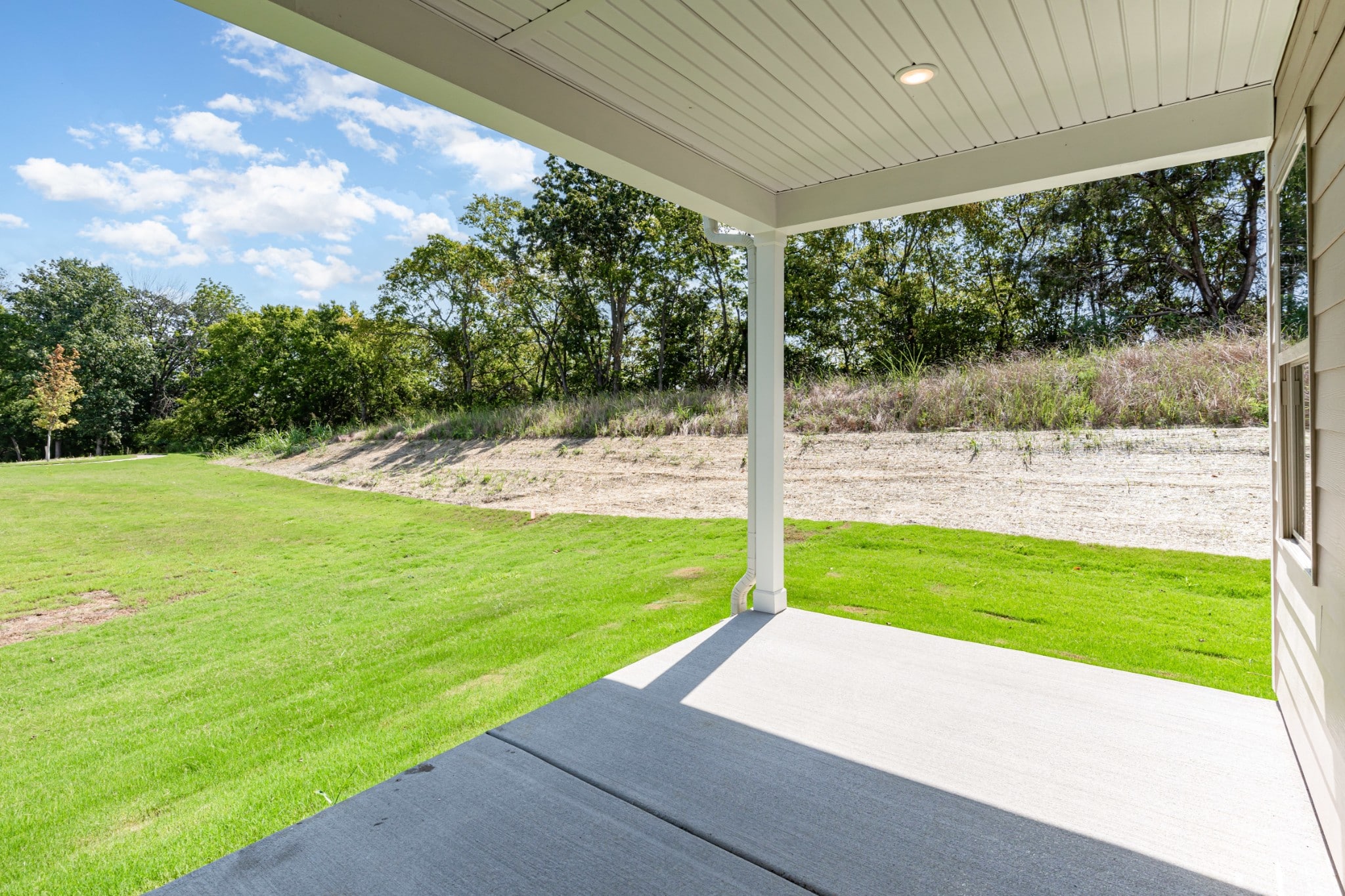 A backyard in a home built by patterson company