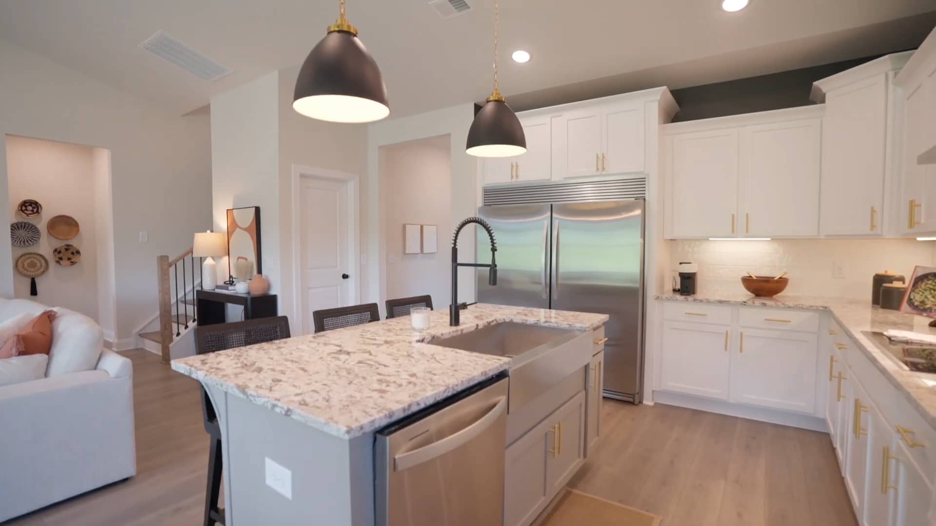 A kitchen island in a home built by patterson company