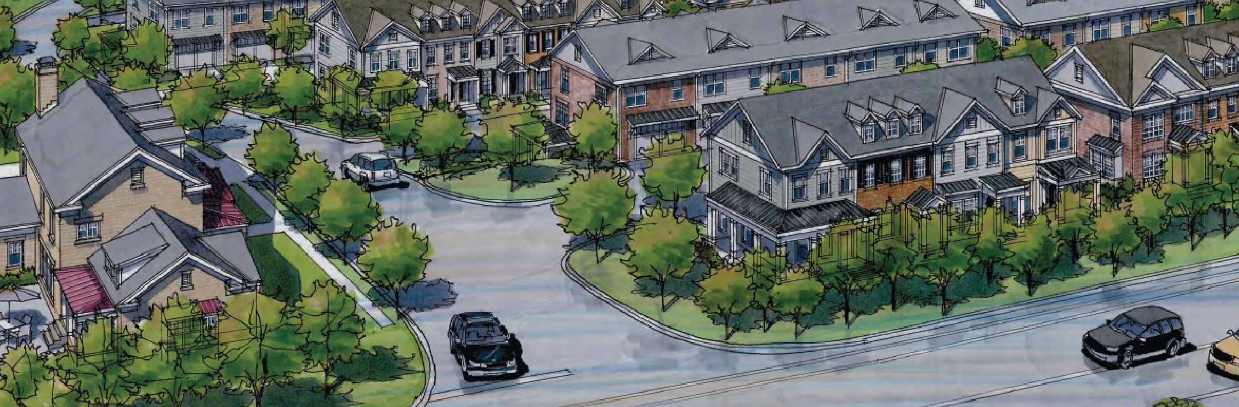 A drawn graphic of homes in Riverview