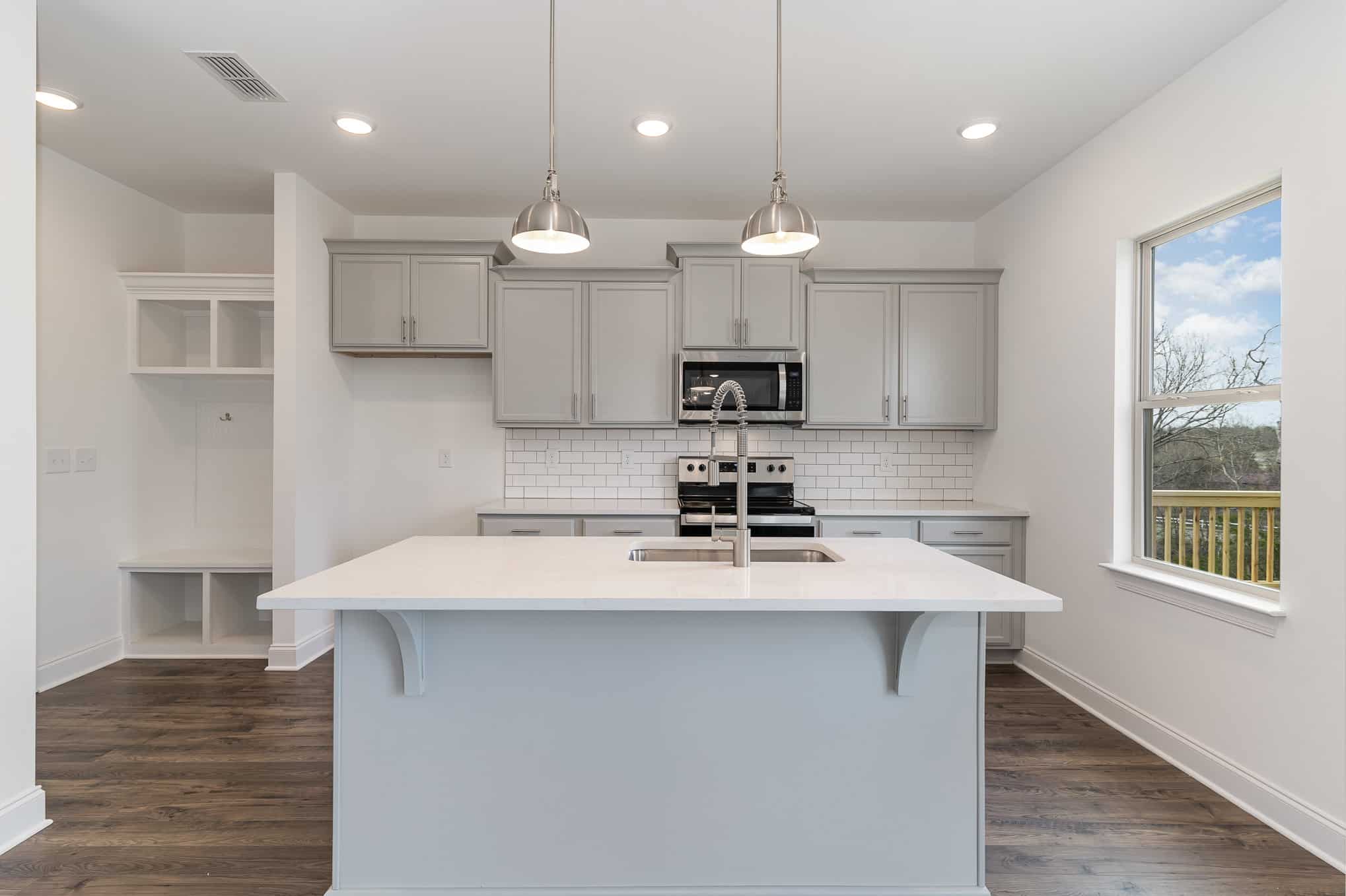 A kitchen island in a home built by patterson company