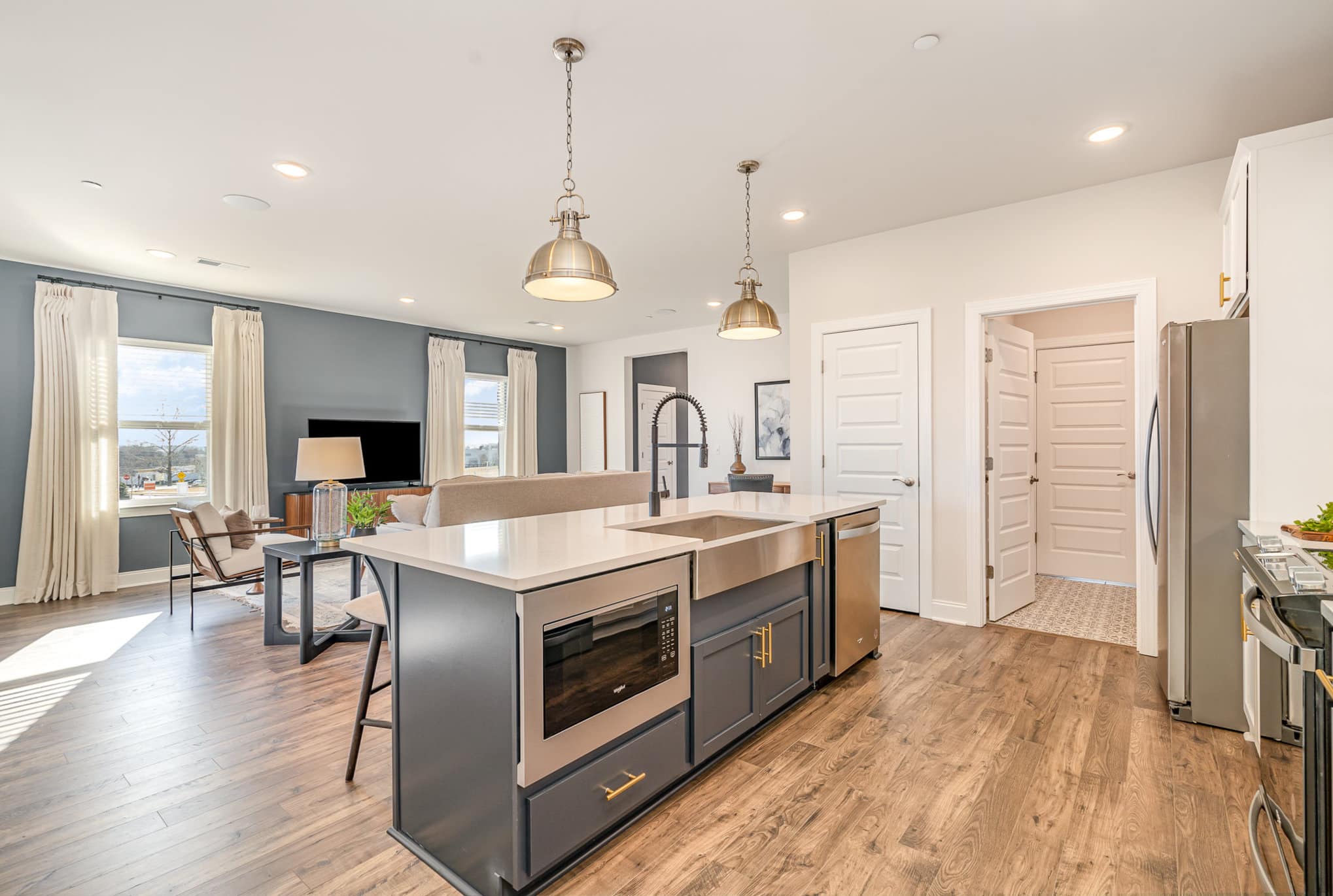 A kitchen area in the Hanover series model home by Patterson Company