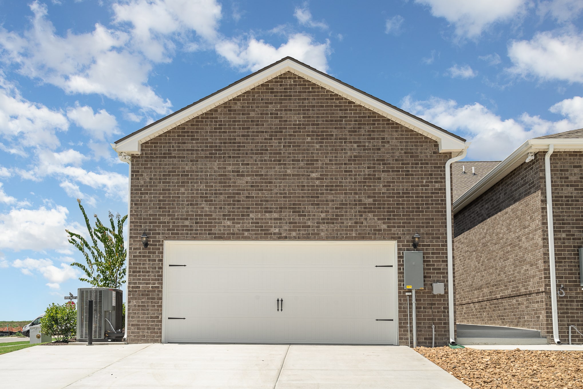 A garage of the Hanover series model home by Patterson Company