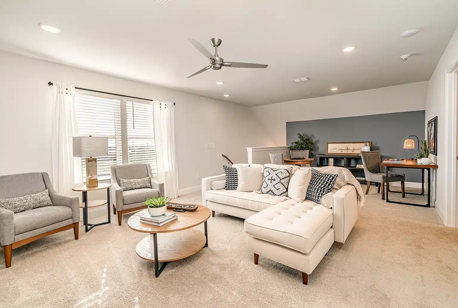 Upstairs living area in the hanover series home by patterson company