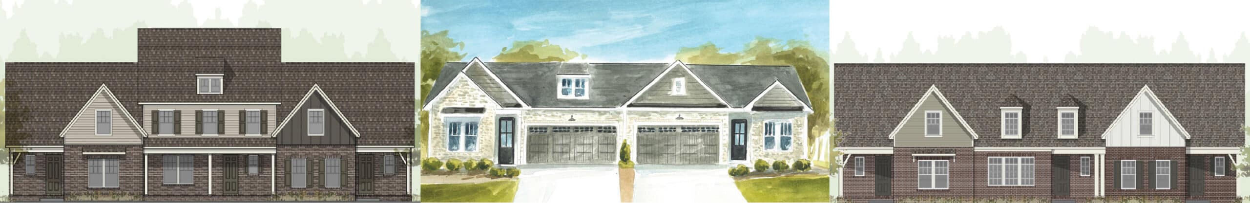 sA water color collage of homes by Patterson company in the Arbor Valley area