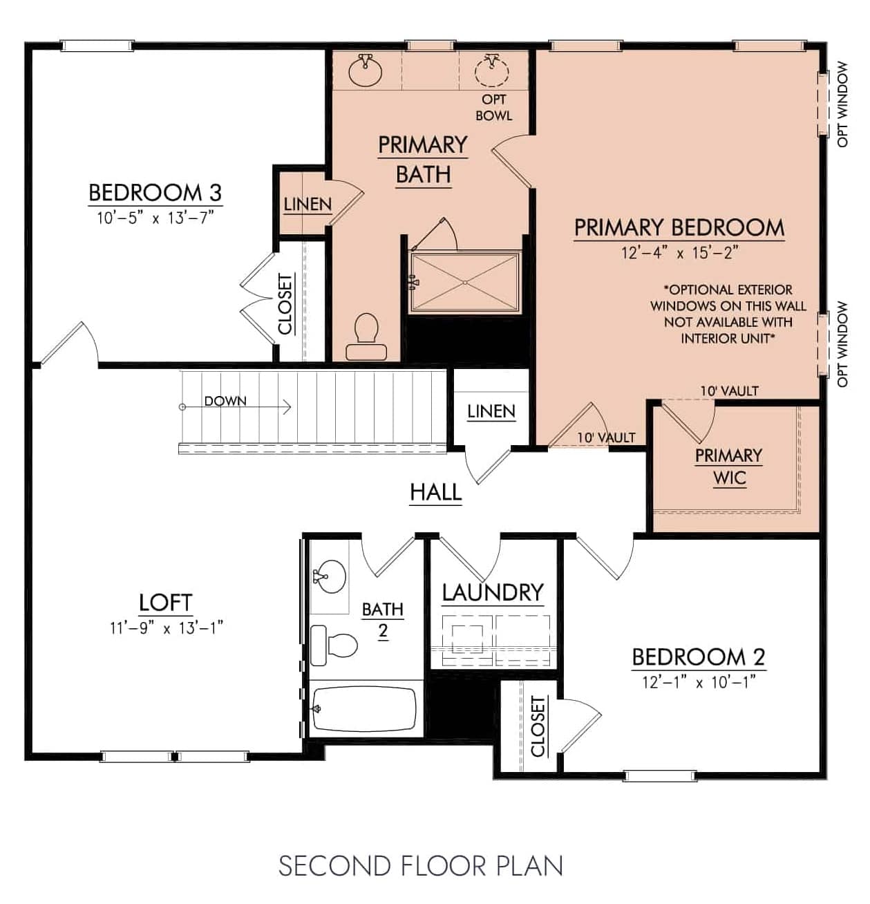 Lexington floor plan second floor
