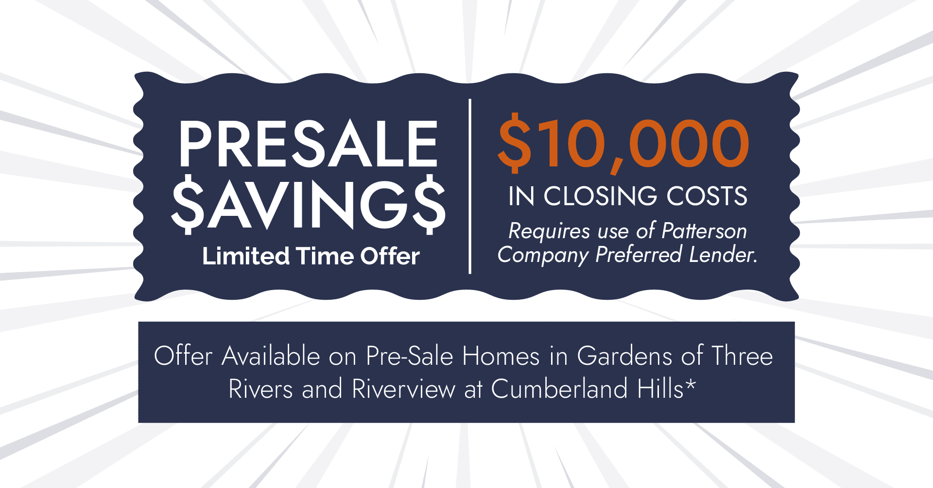 Presale savings banner